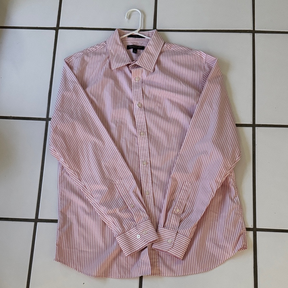 Banana Republic Pink and White Striped Dress Shirt